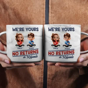 We're Yours No Returns Or Refunds Parents Grandparents - Personalized Marble Mug - Grey M0105212025