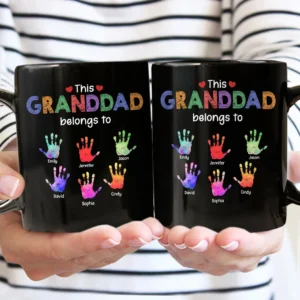 This Grandpa Daddy Belongs To - Gift For Dad, Father, Grandfather - Personalized Black Mug - Grey M0205212027
