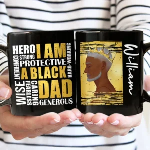 I Am A Black Dad - Personalized Black Mug - Pink M0205212028