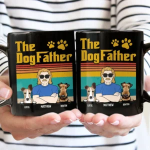 The Dog Father - Gift For Dog Dad, Dog Lovers - Personalized Black Mug - Grey M0205212030