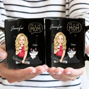 Cat Mom Cat Dad I'm A Cat Person - Gift For Cat Lovers - Personalized Black Mug - Grey M0205212038