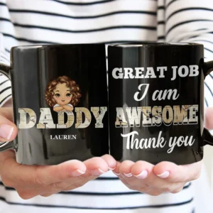 Vintage Map Great Job We're Awesome Thank You - Birthday, Loving Gift For Dad, Daddy, Father, Papa, Grandfather - Personalized Custom Black Mug - Grey M0205212045