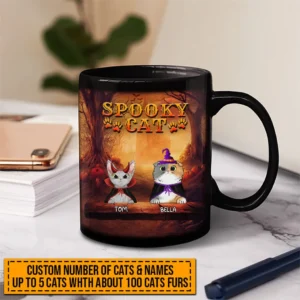 Cat Cosplay Trick Or Treat Custom Black Mug, Pumpkin, Devil & Witch Cat Costumes, Personalized Halloween Mug, Gift For Cat Lovers - Pink M0205212056