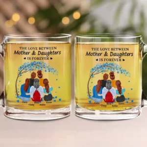 The Love Between Mother & Daughters Is Forever - Personalized Glass Mug - Red M0305212028