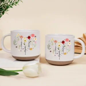 Birth Month Flower Heart - Personalized Pottery Mug - yellow M0405212025