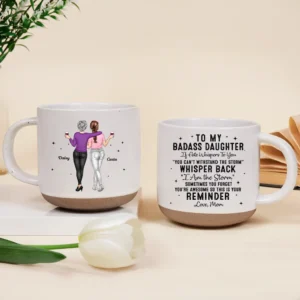 My Daughter Whisper Back I Am The Storm - Personalized Pottery Mug - darkblue M0405212030