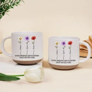 Birth Flower Grow An Old Friend Bestie - Personalized Pottery Mug - darkblue M0405212033