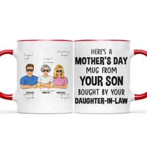 Mother & Children Here's Mug From Your Son Bought By Your Daughter-In-Law - Gift For Mom - Personalized Custom Accent Mug - Red M0505212027