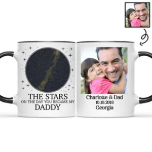 Custom Photo Star Map On The Day You Became My Daddy - Gift For Father, Papa - Personalized Custom Accent Mug - Black M0505212030