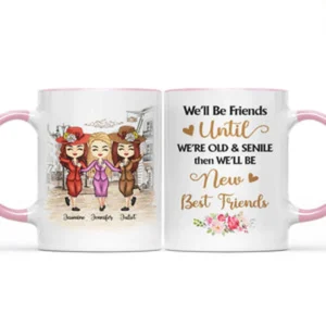 Besties Old Besties Old And Senile - Gift For Best Friends - Personalized Custom Accent Mug - Black M0505212034