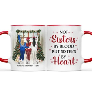 Best Friends Not Sisters By Blood But Sisters By Heart - Christmas Gift For BFF - Personalized Custom Accent Mug - Black M0505212043