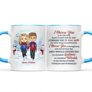 Christmas Couple I Choose You - Christmas Gift For Couple - Personalized Custom Accent Mug - Blue M0505212046