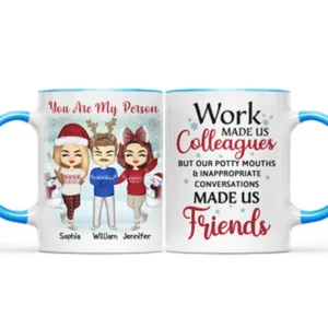 Work Made Us Colleagues - Christmas Gift For Co-worker - Personalized Custom Accent Mug - Black M0505212050