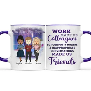Work Made Us Colleagues Friends - BFF Bestie Gift - Personalized Custom Accent Mug - Purple M0505212053