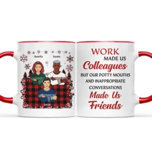 Work Made Us Colleagues Sweaters - BFF Bestie Christmas Gift - Personalized Custom Accent Mug - Black M0505212055