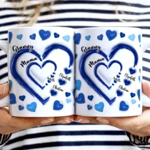 Mom's Grandma's Sweethearts - Gift For Mother, Grandmother - 3D Inflated Effect Printed Mug, Personalized White Edge-to-Edge Mug