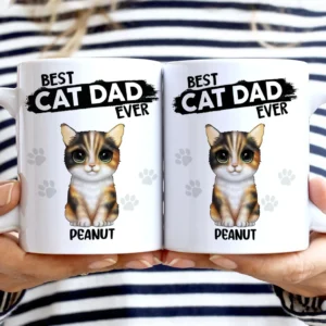 Best Cat Dad Cat Mom Ever - Gift For Cat Lovers - Personalized White Edge-to-Edge Mug