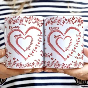 Mom Grandma Sweethearts Toile - Personalized White Edge-to-Edge Mug
