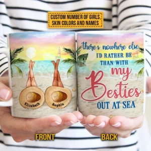 Personalized Beach Bestie Out At Sea Custom White Edge-to-Edge Mug