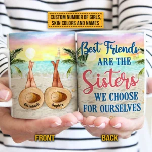 Personalized Beach Bestie Choose For Ourselves Custom White Edge-to-Edge Mug