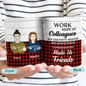 Work Made Us Colleagues Sweaters - BFF Bestie Christmas Gift - Personalized Custom White Edge-to-Edge Mug