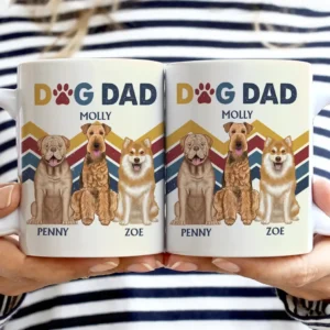 Dog Dad Dog Mom Retro Stripes - Personalized White Edge-to-Edge Mug