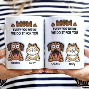 Dad Every Poo I Do Dog Cat - 3D Inflated Effect Printed Mug, Personalized White Edge-to-Edge Mug