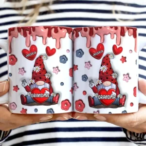 Grandma's Sweet Hearts - 3D Inflated Effect Printed Mug, Personalized White Edge-to-Edge Mug