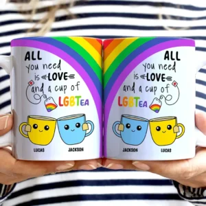 All You Need Is Love And A Cup Of LGBTea - Personalized White Edge-to-Edge Mug